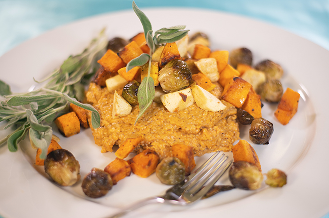 Pumpkin Polenta with Roasted Vegetables