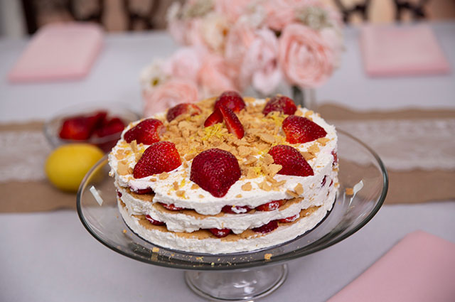 Strawberry Lemon Cream Cake