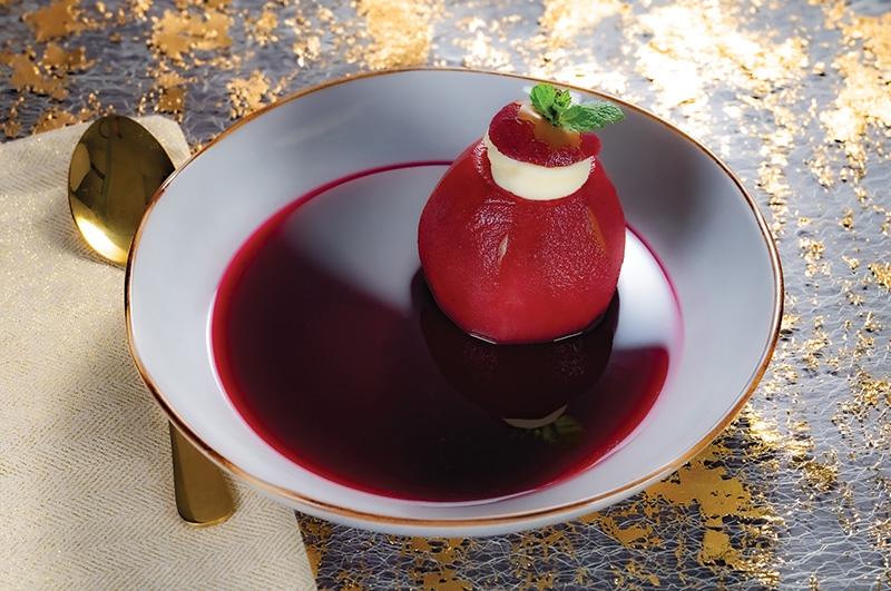 Red Wine Poached Pears with Mascarpone