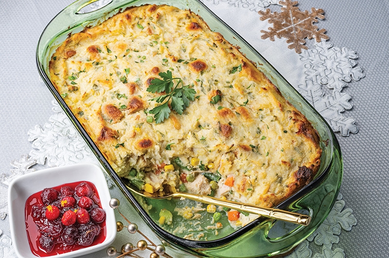 Turkey and Mashed Potato Dressing Casserole