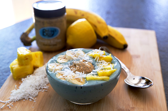 Pina Colada Smoothie Bowl with Toasted Coconut Cashew Butter