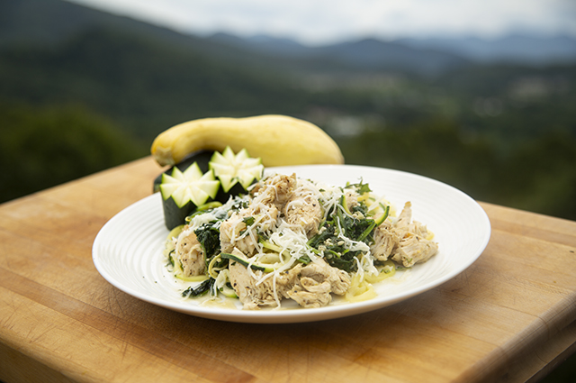 Lemon Pepper Chicken with Spinach & Zucchini Noodles