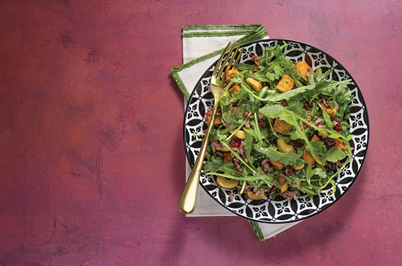 Wild Rice, Arugula, Sweet Potato and Cashew Salad