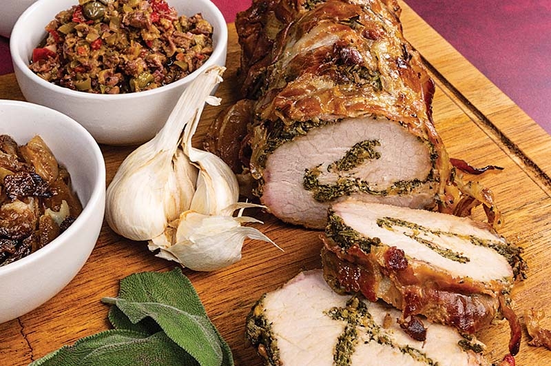 Grilled Porchetta (Italian Garlic and Herb Stuffed Pork Loin)