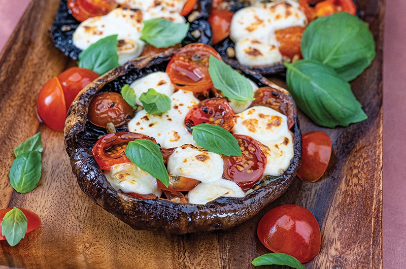 Smoked Caprese Stuffed Portobello Mushrooms