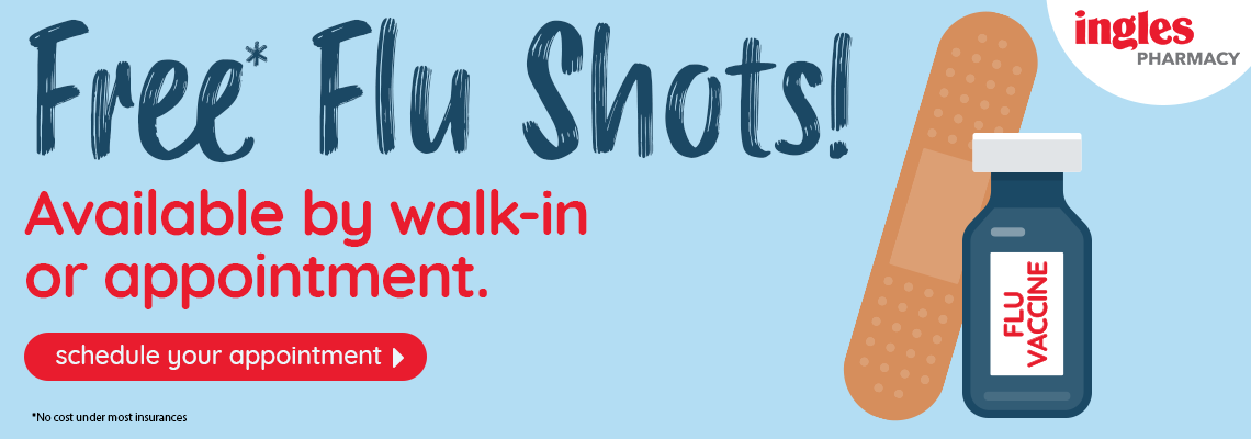 Free Flu Shots. Available by walk-in or appointment. Schedule your appointment