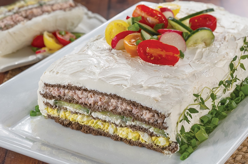 Tray with Savory Sandwich Cake